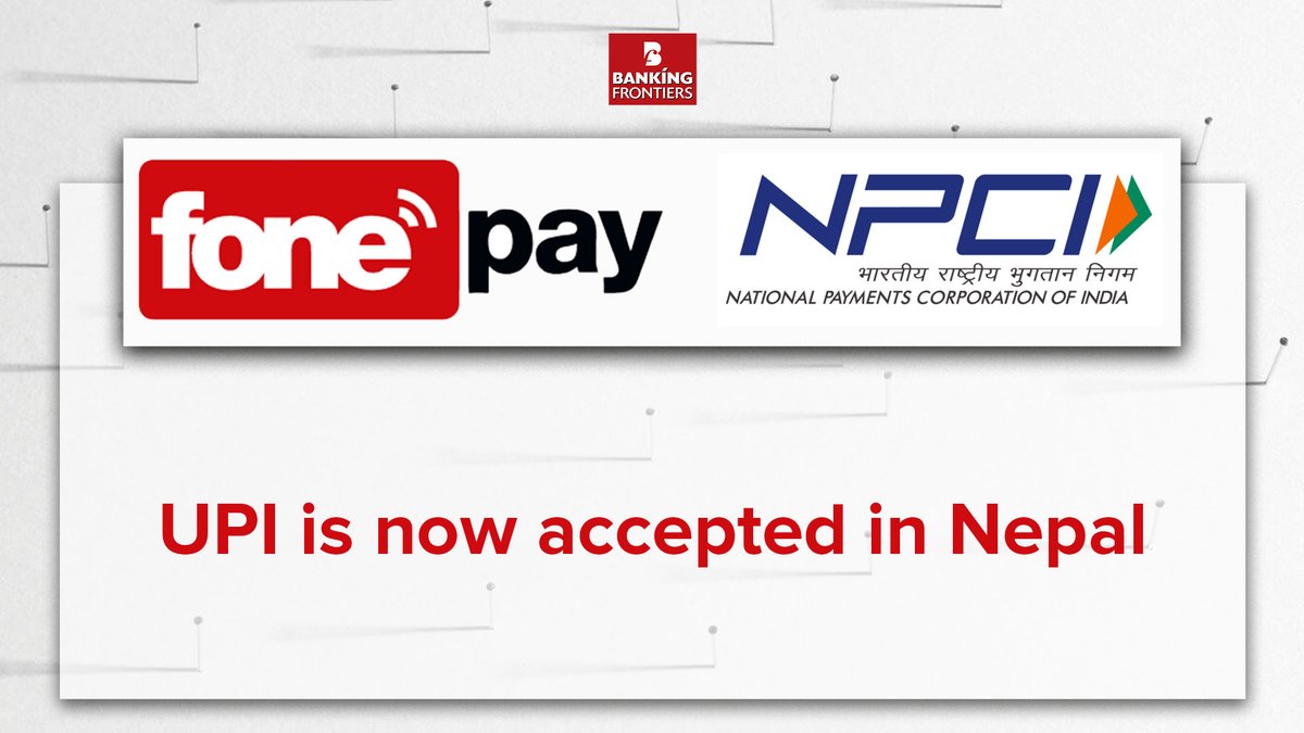 NPCI Nepal International Payments Ltd (NIPL), the international arm of <a href="/NPCI_NPCI/">NPCI</a> and <a href="/fonepay/">fonepay</a> Payment Service Ltd, Nepal’s largest #paymentnetwork,

bankingfrontiers.com/upi-is-now-acc…

#UPI #crossborderpayments #NepalIndia #Fonepay #NIPL #digitalpayments