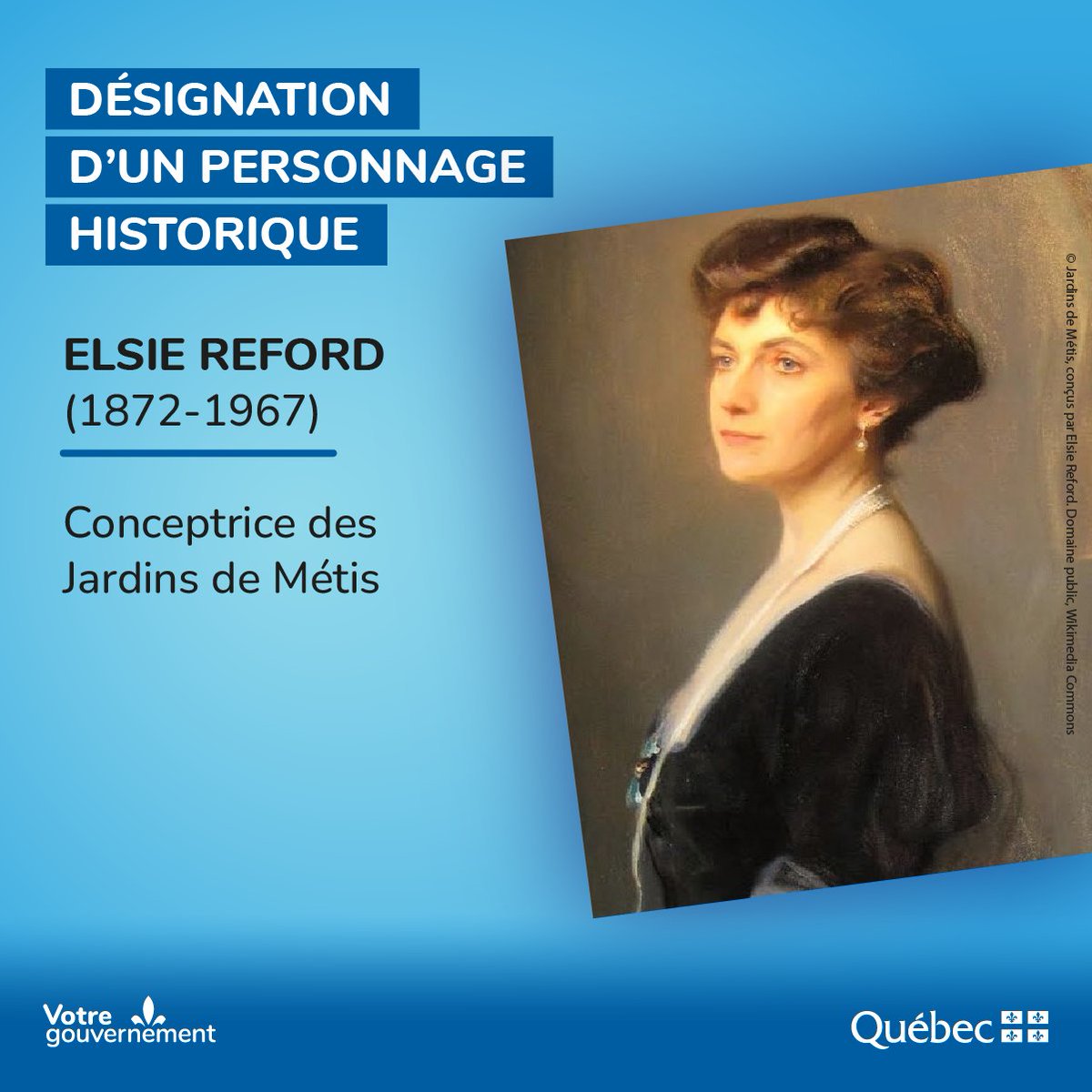 MCCQuebec's tweet photo. #communiqué
Journée internationale des droits des femmes : Elsie Reford est désignée comme personnage historique

Détails: https://t.co/CNxhxOKmAv | #RPCQ #PatrimoineQc https://t.co/gPSnQliHNf