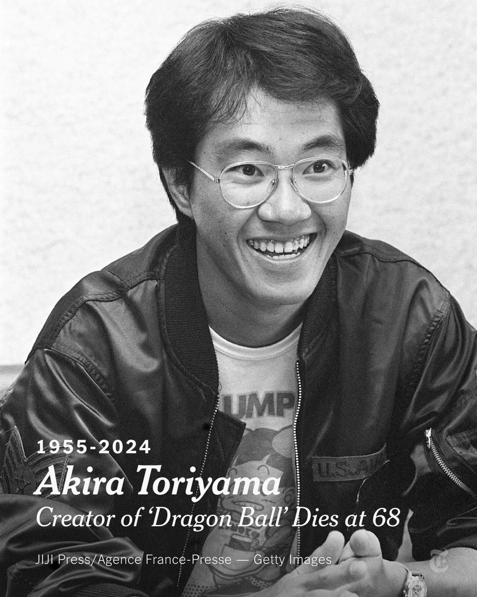 Akira Toriyama, the creator of “Dragon Ball” and one of Japan’s leading authors of comics, has died at 68. His popular manga inspired numerous TV, film and video game adaptations. nyti.ms/48MMjuA