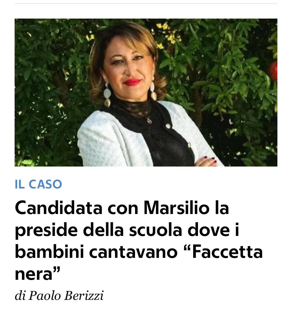 Barbarab1974FAN's tweet image. Quando #Marsilio sarà eletto, dalle Scuole elementari e medie Abruzzesi un sol coro salirà: “Faccetta nera”. Viva la Patria, Viva l’Abruzzo🇮🇹✋#AbruzzoElezioni2024