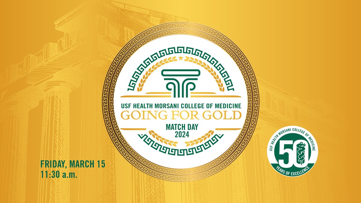 USFHealthMed's tweet photo. We are only ️one week away #USFMatch Day 2024! Tune in live via #USFHealth YouTube to witness the joy and excitement when our our #futuredoctors of the #Classof2024 learn where they will spend their residency years. Streaming here: https://t.co/qG8SCrDBNa https://t.co/pwKqgmuehs