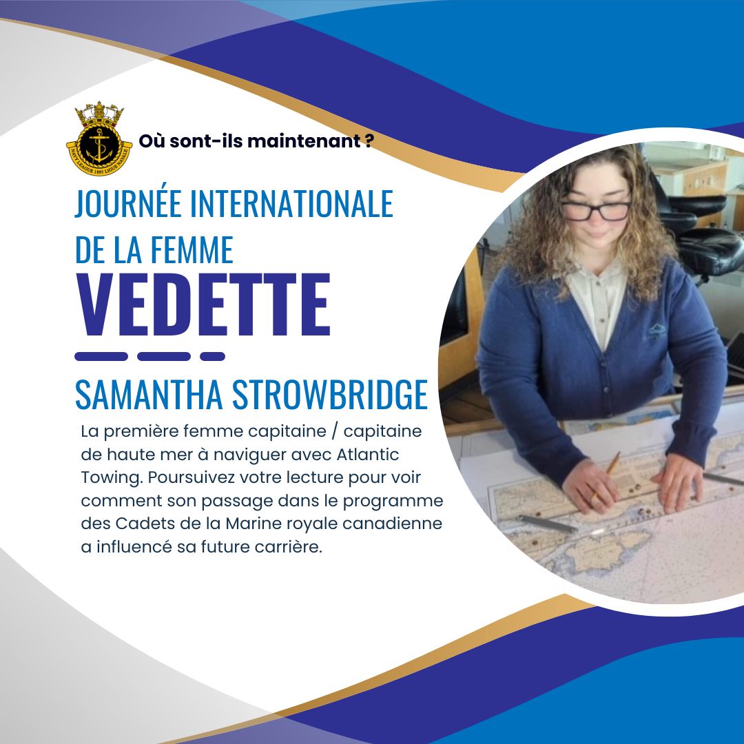 La Journée internationale de la femme! Aujourd’hui, célébrons Samantha Strowbridge : de cadet de la Marine royale canadienne à capitaine/capitaine hauturier. Bravo Zulu!
Lire l'intégralité de l'interview ici!navyleague.ca/fr/?31&post=74