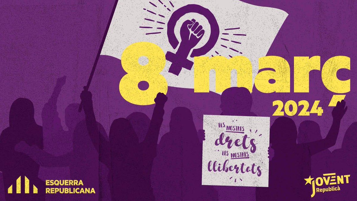 💜 Avui #8M, i cada dia, reivindiquem els drets de les dones i ens conjurem a treballar per una #RepúblicaCatalana Feminista, lliure de discriminacions. La igualtat no només es predica, sinó que s'exerceix! 💪