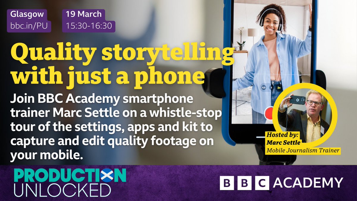 📱 Unlock the power of storytelling with just your phone (and @marcsettle)! Explore the latest tools and techniques to create compelling content on-the-go. Perfect for social media mavens and aspiring journalists. #ProductionUnlocked 📲 Join us, free: bbc.in/PU