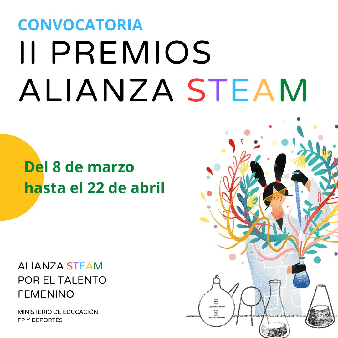educaciongob's tweet photo. 🫵Buscamos proyectos educativos que fomenten la ciencia y la tecnología entre las niñas y jóvenes🫵

🔴🚀👩‍🔬No queda nada para que cierre el plazo de inscripción para la segunda edición de los premios #AlianzaSTEAM!

¡Corre!
https://t.co/d1g39k9eFx https://t.co/UcMHVCz0oe