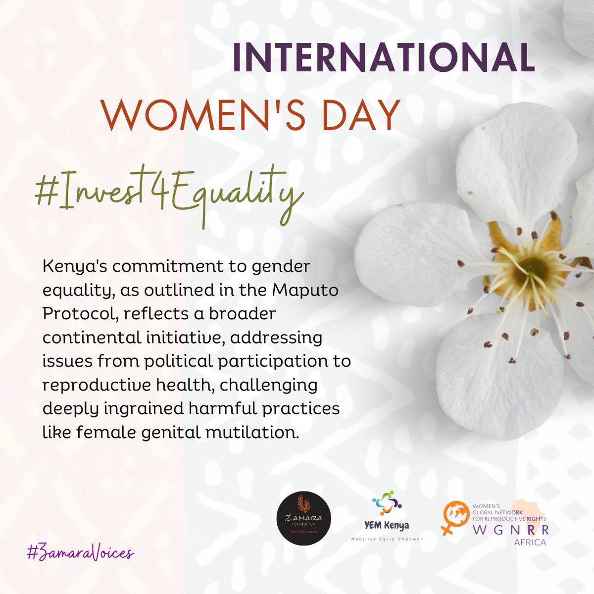 Strategic investments in girls' education and women's empowerment are crucial steps towards achieving gender equality and sustainable development.
#Invest4Equality 
#ZamaraVoices