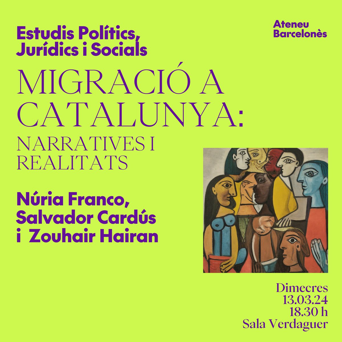 🗓️🗣️Dimecres vinent abordarem un tema crucial que afecta i fonamenta Catalunya. Amb la valentia i el rigor necessari; amb pluralitat de veus i debat, 'Migració a Catalunya'. 📍A les 18.30h a l'@ateneubcn, amb en @salvadorcardus, la @nufranco i en @ZouhairHairan.