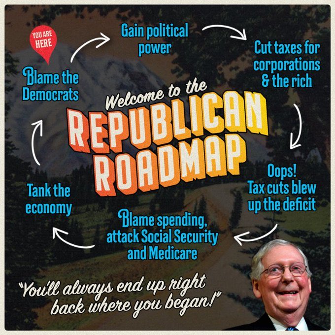 jbrady177's tweet image. That’s okay! Because the same old GOP playbook may have finally played itself out. Trickle down economics is &amp;amp; always was a scam. It hollowed out the middle class and blew up deficits.