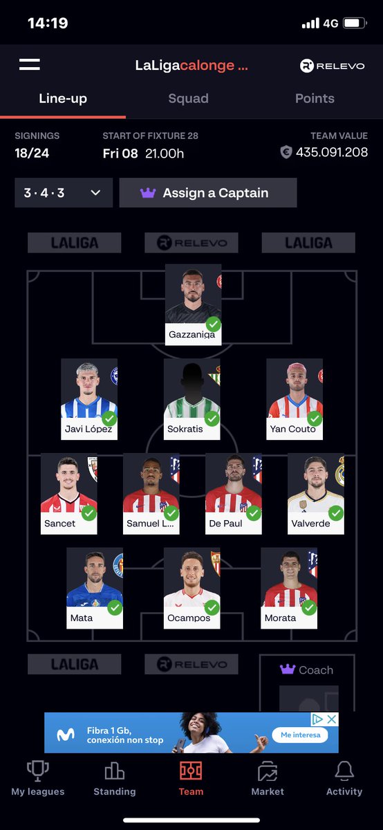 AlbertPibernat's tweet photo. @AsesorMaldini Cambíarias algo?
POR: Mamardashvili
DEF: Gastón
MED: Coquelin, Robert Navarro, Uzuni
DEL: Griezmann https://t.co/iUwSrwGWVi