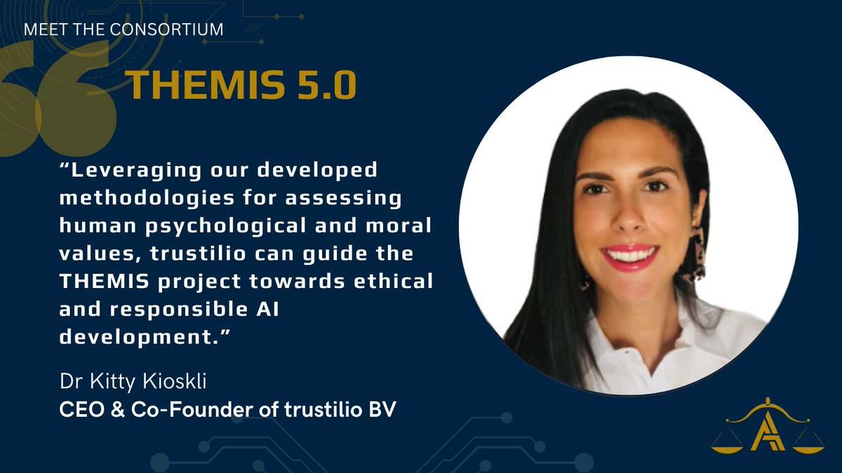 ✨To kick off our new 'Get to Know THEMIS 5.0' campaign, it is our pleasure to introduce Dr Kitty Kioskli, the CEO & co-founder of @trustilio To find more out about Dr Kioskli's role in THEMIS and opinions on the world of AI read check out our blog: themis-trust.eu/news