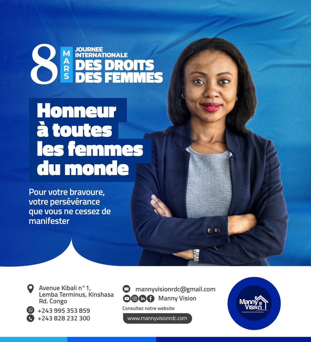 manny_vision's tweet photo. Heureux mois de la femme!
Heureuse journée internationale des droits des femmes.
Honneur à toutes les femmes du monde. Pour votre bravoure, force et persévérance que vous ne cessez de manifester. Vous êtes les porteuses de l'espoir de l'humanité, nous vous aimons!

#8mars https://t.co/lLI9tq2c64