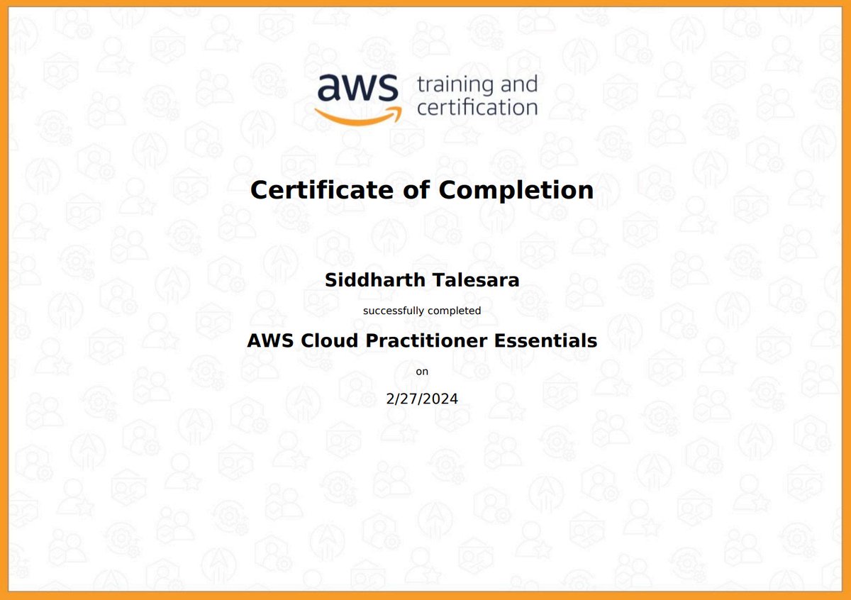 sidtalesara's tweet photo. Successfully completed the AWS Cloud Essentials course! 
Excited to apply this knowledge to future projects and continue learning more about cloud technology. 

#AWS #CloudEssentials #AlwaysLearning https://t.co/ztOtUYu036