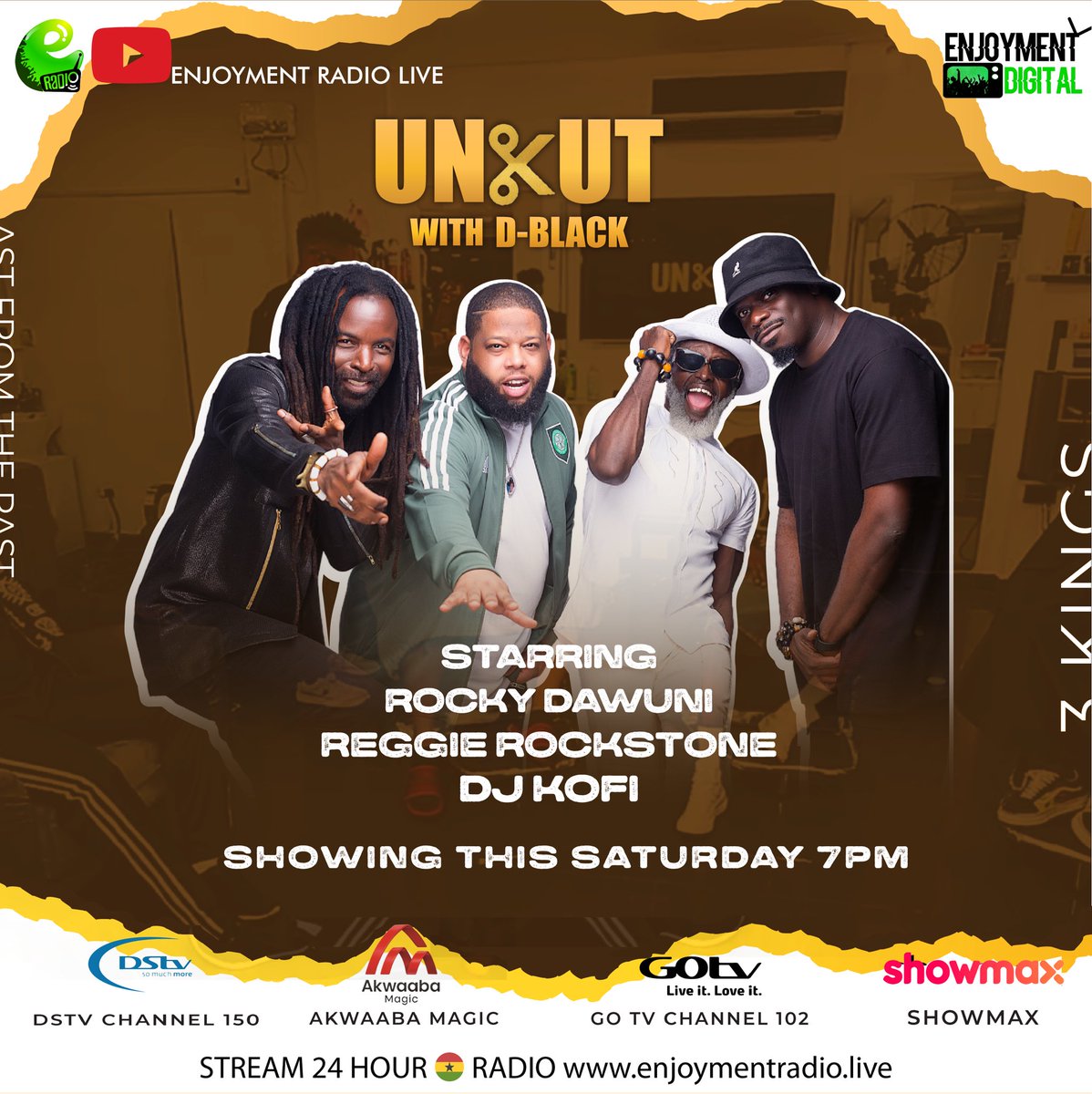 Tomoros Guests on #UncutwithDBlack kinda rocky . @ReggieRockstone @RockyDawuni @djkofi ! Ya ready !!!? Subscribe and gear up ~> youtube.com/@enjoyment_rad…
