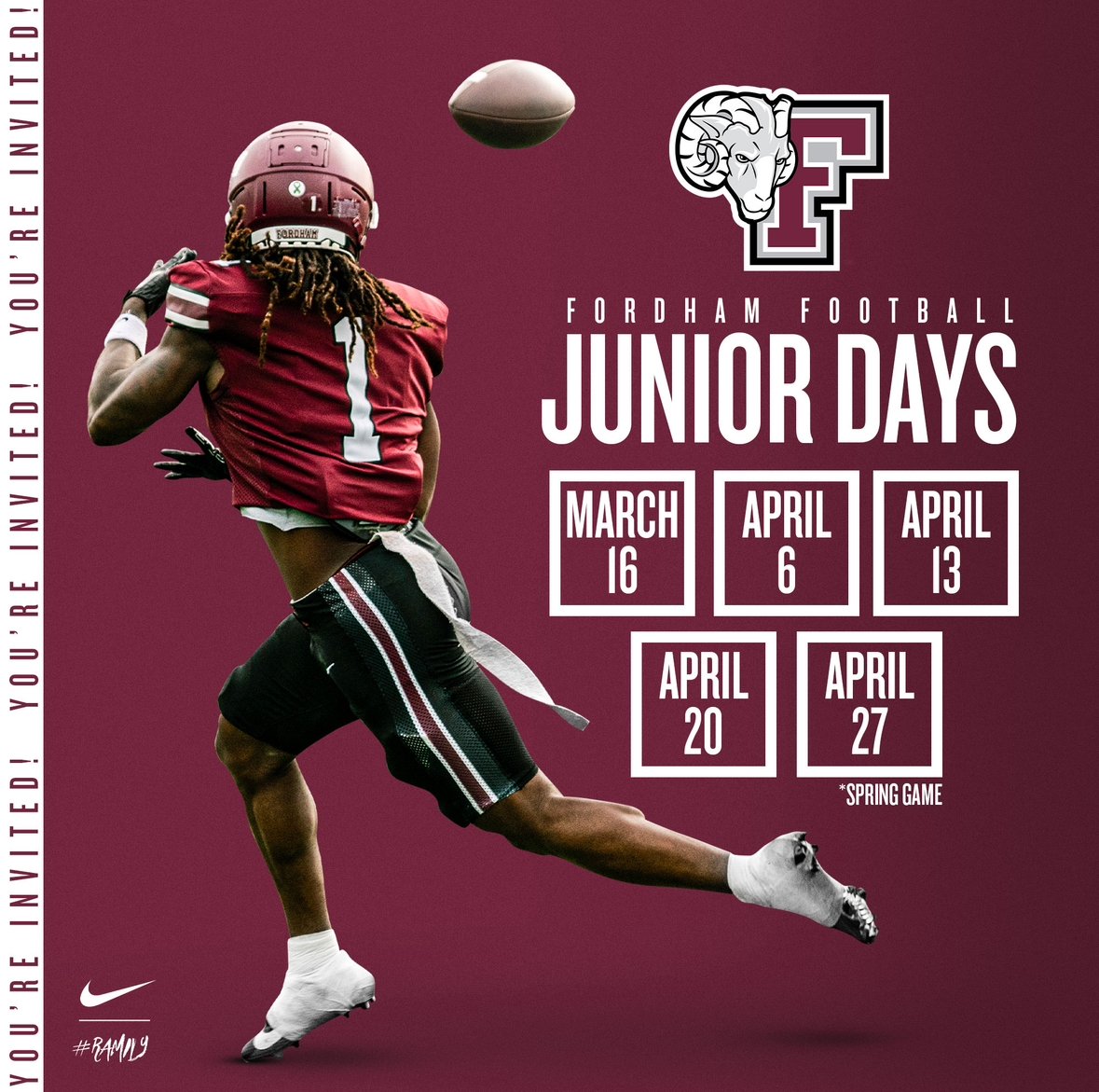 Thank you @CoachPetrarca and @FORDHAMFOOTBALL for the Junior Day invite. Excited to get on campus March 16th. #Ramily @LoomisFootball