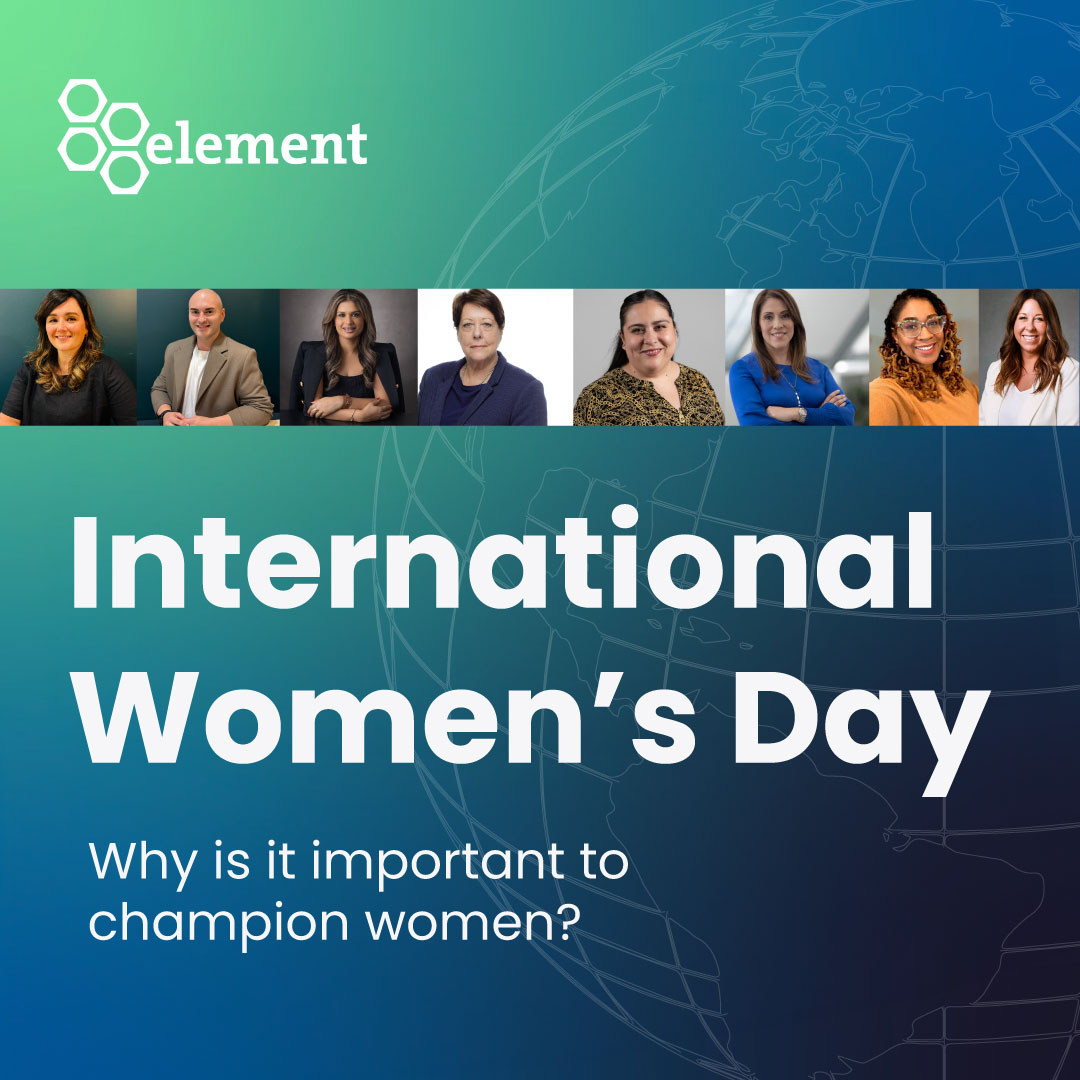 🎉#ElementProud to celebrate #InternationalWomensDay! → Visit our LinkedIn carousel featuring our colleagues sharing their thoughts on the value of investing in and #ChampioningWomen in the workplace and beyond: bit.ly/3Is9Ar1 #IWD2024 #InvestInWomen #StriveForEquity