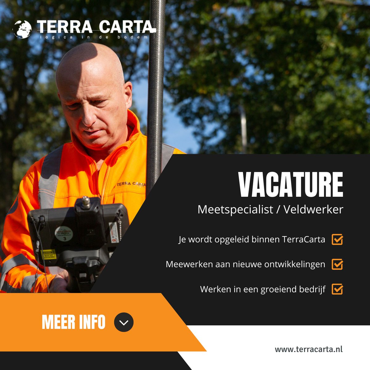 VACATURE I Meetspecialist/Veldwerker

Wil jij meetspecialist worden bij TerraCarta? Ben je zelfstandig en hou je van buiten werken? Wij bieden je een unieke kans!

Bekijk de vacature op via onderstaande link! bit.ly/49KstkX

#vacature #vacatures #meetspecialist #veldwerk