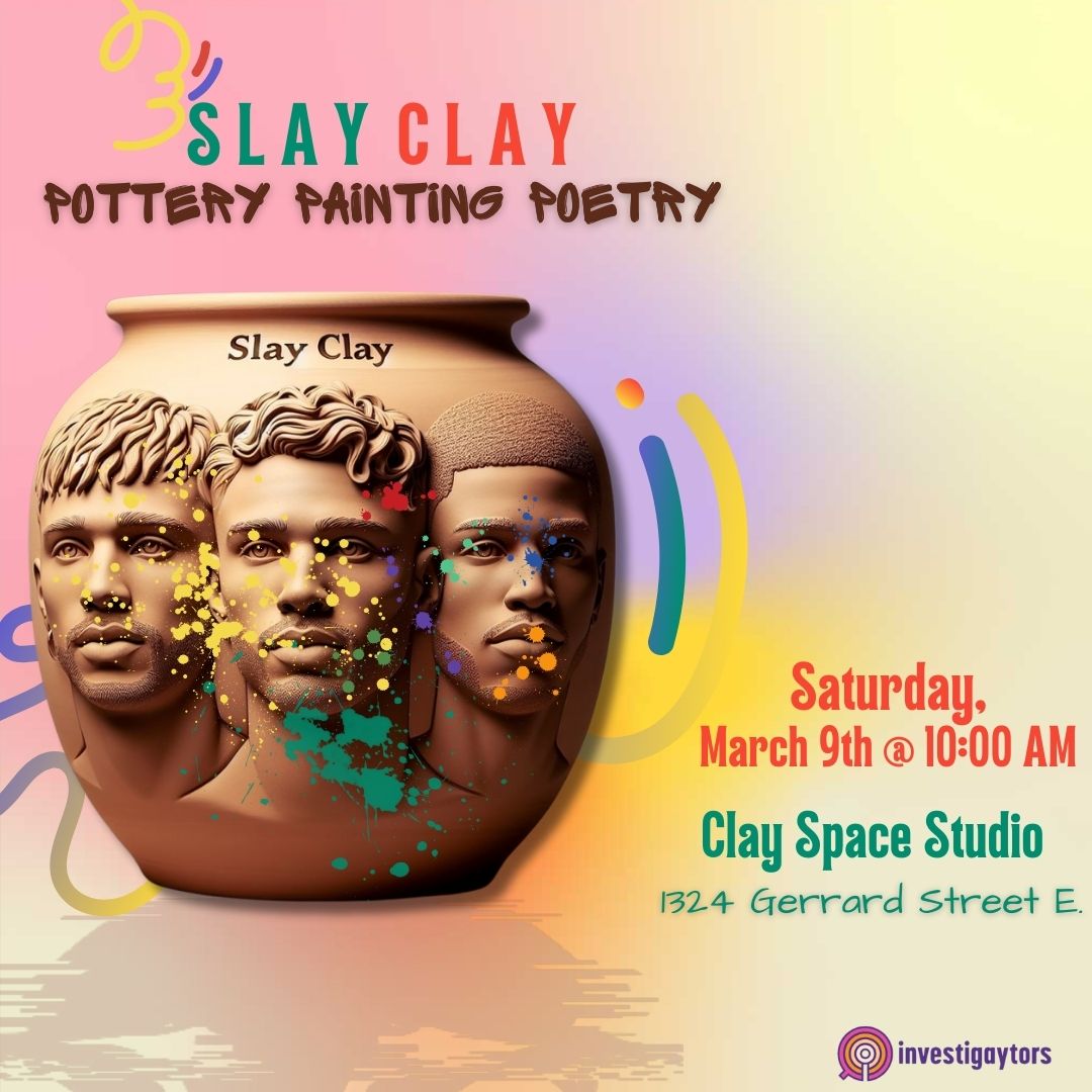 CRUISElab (@cruiselab) on Twitter photo This Saturday the #investigaytors will be hosting the second session of SLAY CLAY at Clay Space! We will be painting the pottery we created at the last session. Email jermane.hall@utoronto.ca to register! This Saturday the #investigaytors will be hosting the second session of SLAY CLAY at Clay Space! We will be painting the pottery we created at the last session. Email jermane.hall@utoronto.ca to register!