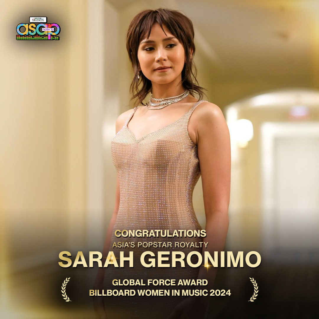 ASAPOfficial's tweet photo. Asia's Popstar Royalty, Sarah G just claimed the Global Force Award at the Billboard Women in Music 2024. 🌟🇵🇭

We are proud of you! https://t.co/nHrJj2UcCE
