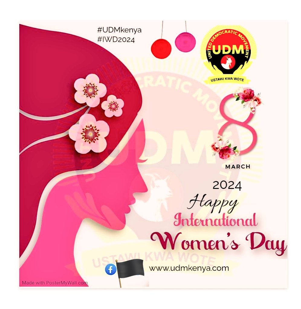 UDMKenya's tweet photo. We proudly celebrate International Women's Day 2024 and recognize the vital role women play in shaping our society and our political landscape.
#UDMKenya #IWD #IWD24 https://t.co/enfq4bBQGQ