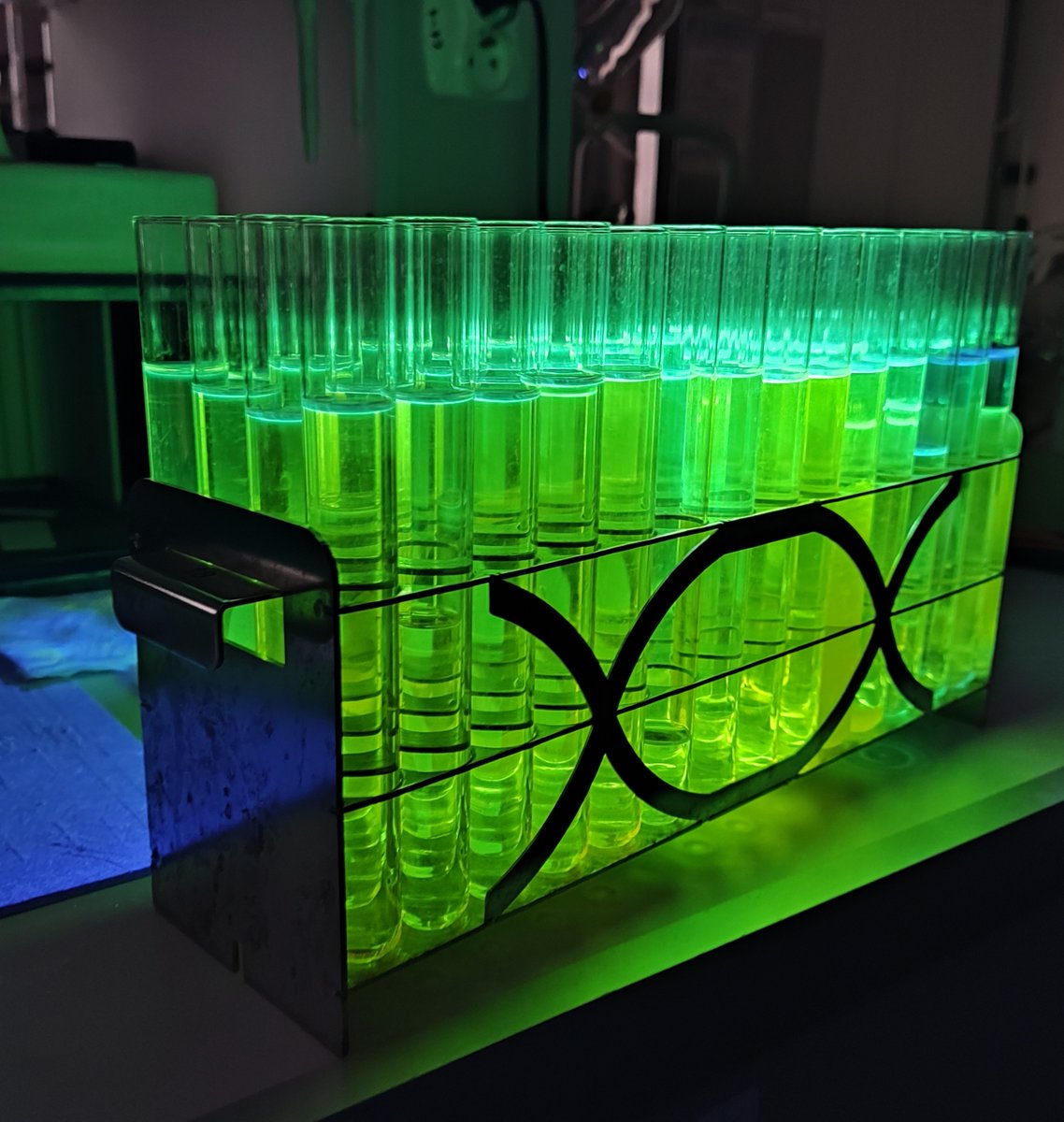 When you planned to obtain a good light absorber but accidentally ended up with a very efficient fluorophore! 🤓#FluorescentFriday #OrtylPhotoLab @JoannaOrtyl @AndrzejSwiezy @Jamroz_P