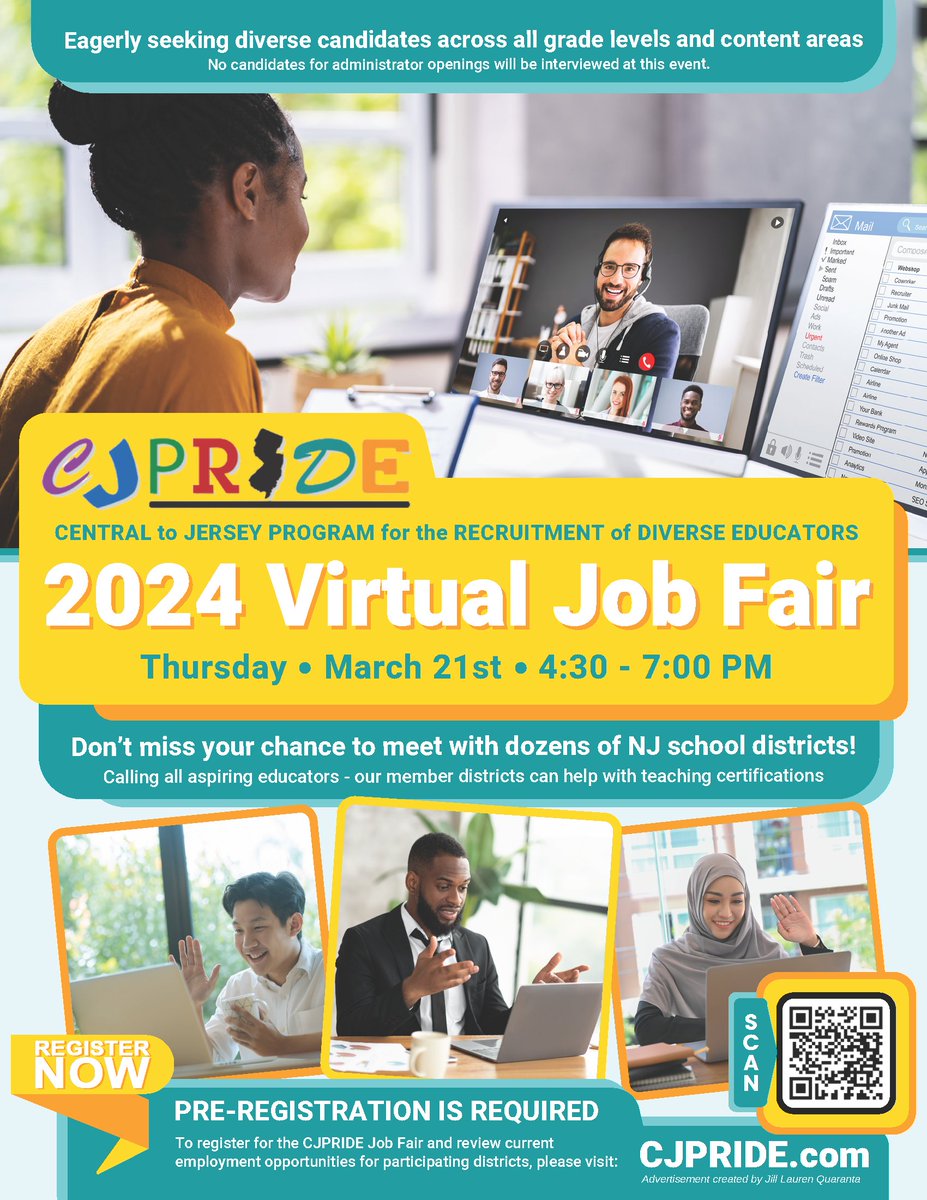 NBPS_HR's tweet photo. We are proud @CJERSEYPRIDE members and 2024 Virtual Job Fair participants! Register for the upcoming March 21st job fair, see below for more details! #NJTeacherJobs #NJEducatorJobFair #DiversityinEducation https://t.co/I3GZJTxS9G