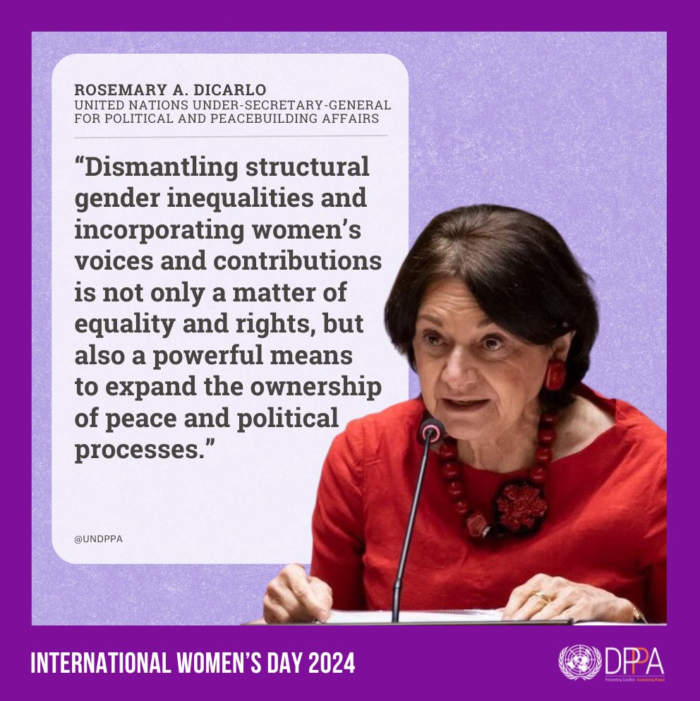 Happy #InternationalWomensDay Facilitating women's meaningful participation in conflict prevention, peacemaking and peacebuilding work also means that we also aim to tackle gender biases. Let's work to achieve gender equality for a sustainable tomorrow. #InvestInWomen #IWD2024