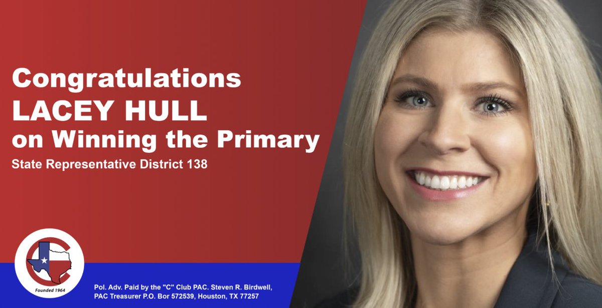 cclubhouston's tweet photo. Lacey Hull dominated in her #HD138 Republican Primary! https://t.co/O4jjcWoL5b