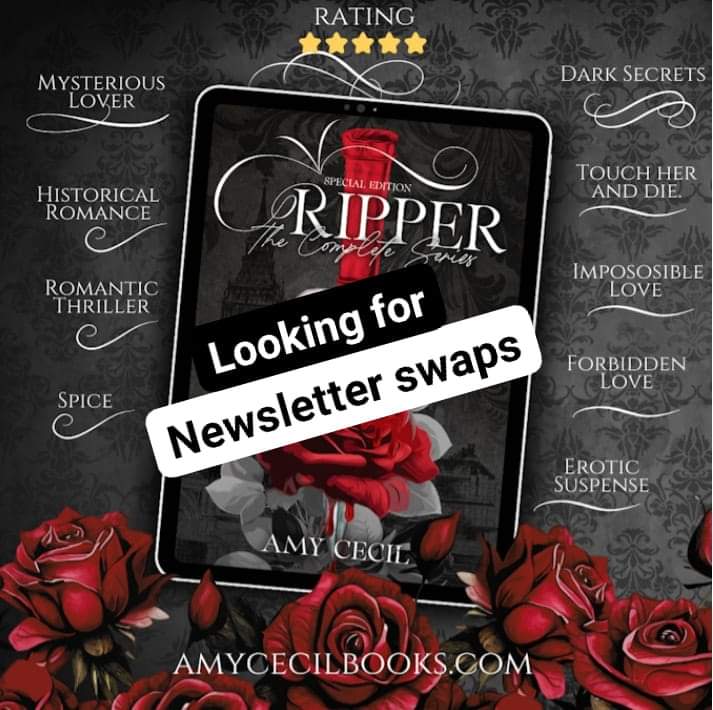 Amy Cecil is sending out newsletters next week!! Looking for swaps for any of the following Just say hi and I shall message you 💖 Have a fantastic day!! #psychologicalthriller #EroticSuspense #RomanticThriller #historicalromance #impossiblelove #ForbiddenLove #crimethriller