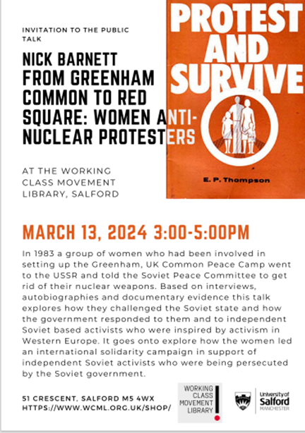 This Wednesday our very own Nick Barnett will be delivering an interesting public lecture in the Working Class Movement library here in Salford!