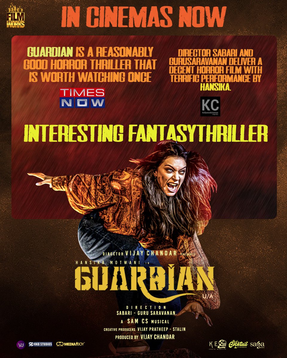 An interesting fantasy thriller #Guardian now running in theatres. Grabbing good words from film analyst. 

<a href="/ihansika/">Hansika</a> <a href="/vijayfilmaker/">VIJAY CHANDAR</a> <a href="/FilmWorksOffl/">FilmWorks</a>