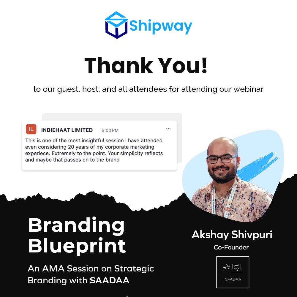 Branding Just Got Easier!✨ 📈 Massive Thanks to our speaker Akshay Shivpuri, co-founder SAADAA, and our incredible audience for making our event a colossal hit🎉 #branding #brandbuilding #marketing #marketingstrategy #Startups #D2C #Shipway