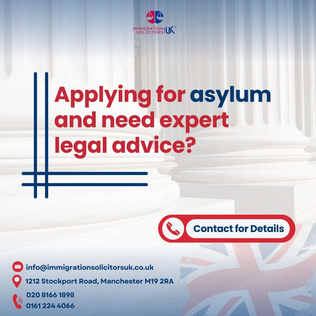 ImmSolicitorsUK's tweet image. Applying for asylum and need expert legal advice?

Contact Us
0161 224 4066
020 8166 1898
For details: immigrationsolicitorsuk.co.uk
Head Office: 1212 Stockport Road, Manchester M19 2RA
Email: info@immigrationsolicitorsuk.co.uk

#AsylumApplication #LegalAdvice #ImmigrationSolicitorsUK