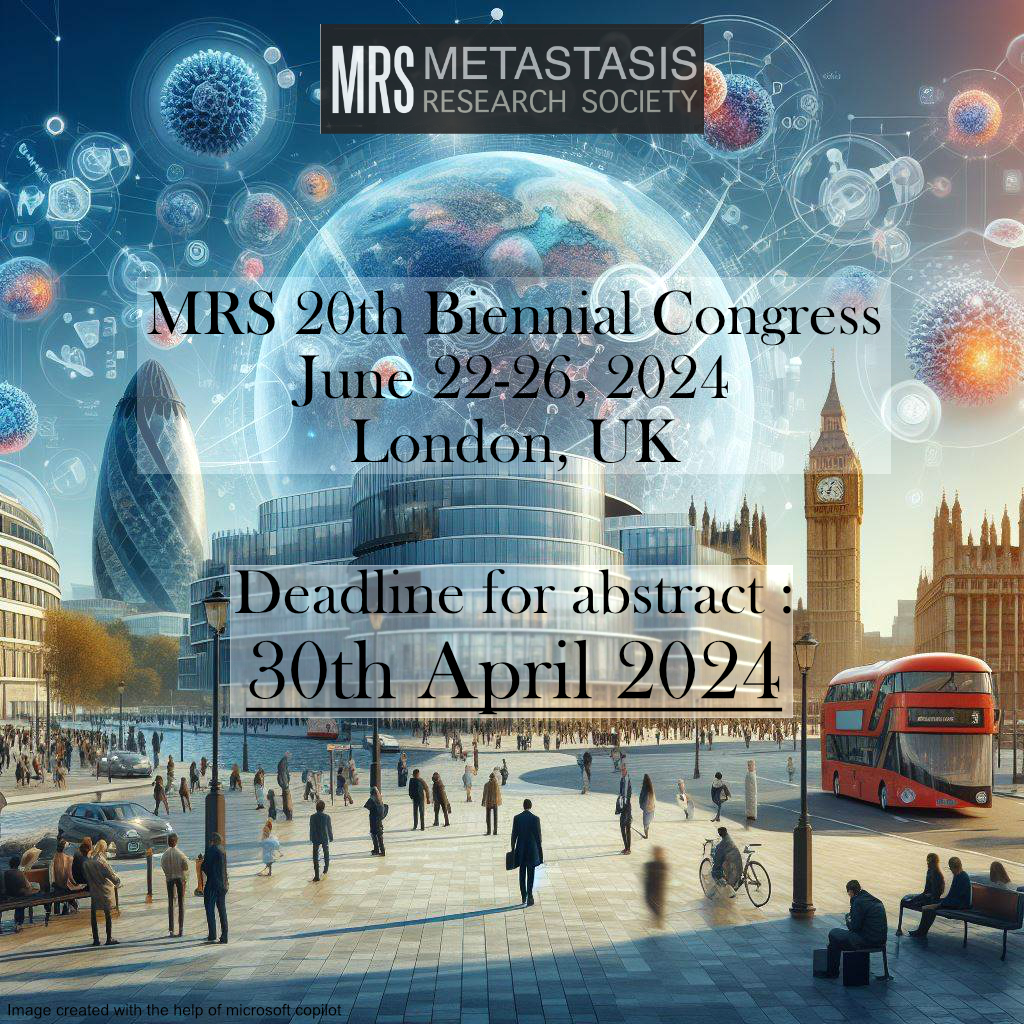 Abstract submissions are now open for the 20th Biennial Meeting of the @MetastasisRS, 23-26th June @TheCrick. All abstracts will be accepted for poster presentations or short talks. Early Bird Registration ends March 31st - don't miss out! 🧬 🔬 💊 🧫 4/4 metastasis-research.org/2023/09/20/mrs…