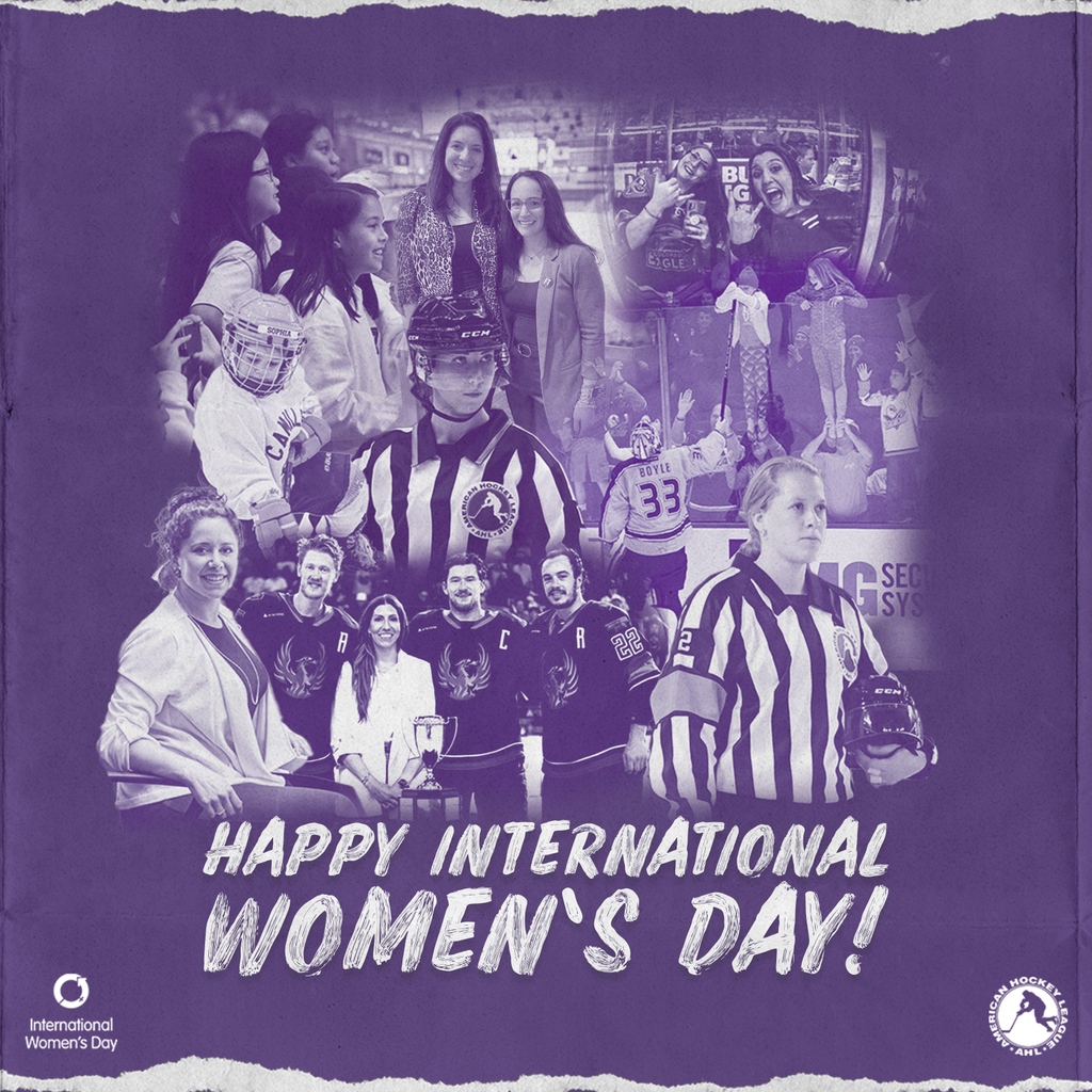 TheAHL's tweet photo. Every day is an opportunity to celebrate all the women that strengthen and empower their communities. 

Whether you're on the ice, in the stands, behind a mic, or in our League front office, happy #InternationalWomensDay 💜 https://t.co/3SemkfpftV