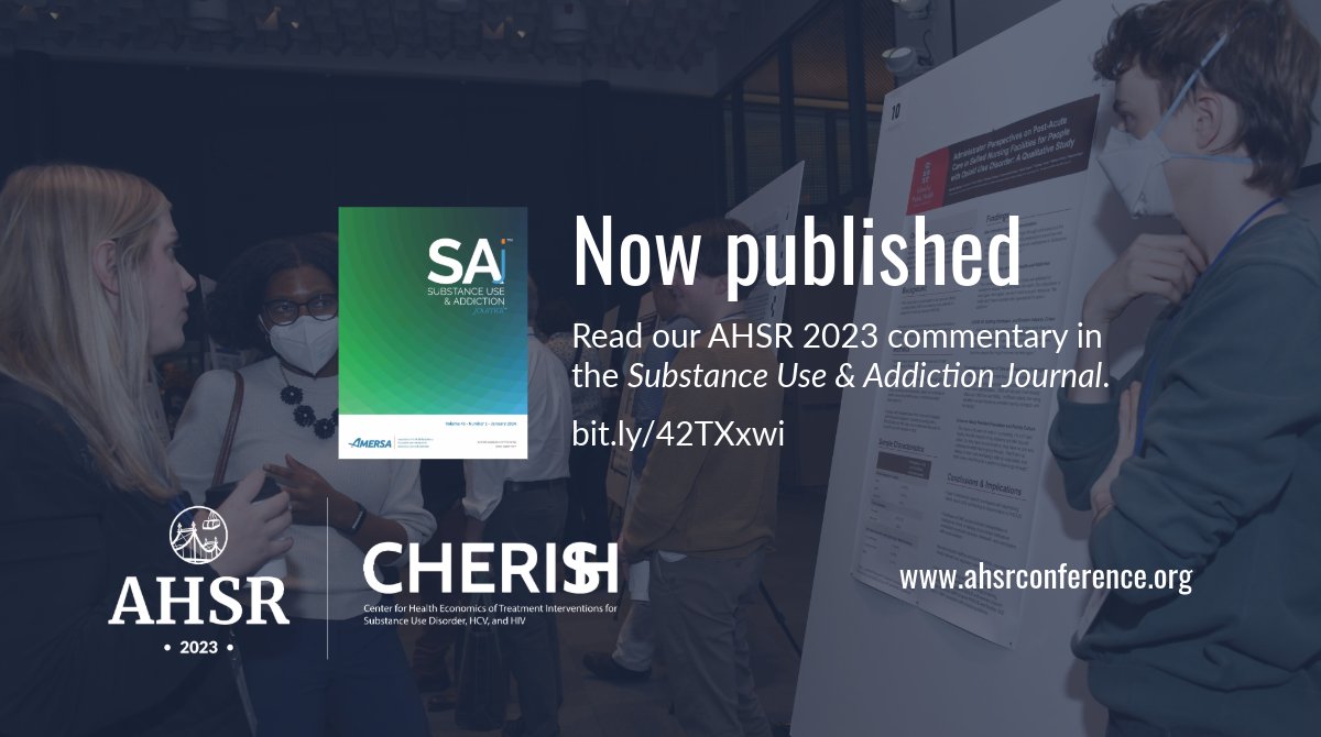 AHSR Conference (@ahsrconference) on Twitter photo Just published in <a href="/SAj_AMERSA/">SAj_AMERSA</a>: A commentary piece written by CHERISH investigators <a href="/KEMcCollister/">Kathryn McCollister</a> and <a href="/Dr_Sean_Murphy/">Sean M. Murphy</a> highlights the #AHSR2023 conference and the research shared by our plenary speakers and presenters!
Read all about it here: bit.ly/42TXxwi Just published in <a href="/SAj_AMERSA/">SAj_AMERSA</a>: A commentary piece written by CHERISH investigators <a href="/KEMcCollister/">Kathryn McCollister</a> and <a href="/Dr_Sean_Murphy/">Sean M. Murphy</a> highlights the #AHSR2023 conference and the research shared by our plenary speakers and presenters!
Read all about it here: bit.ly/42TXxwi