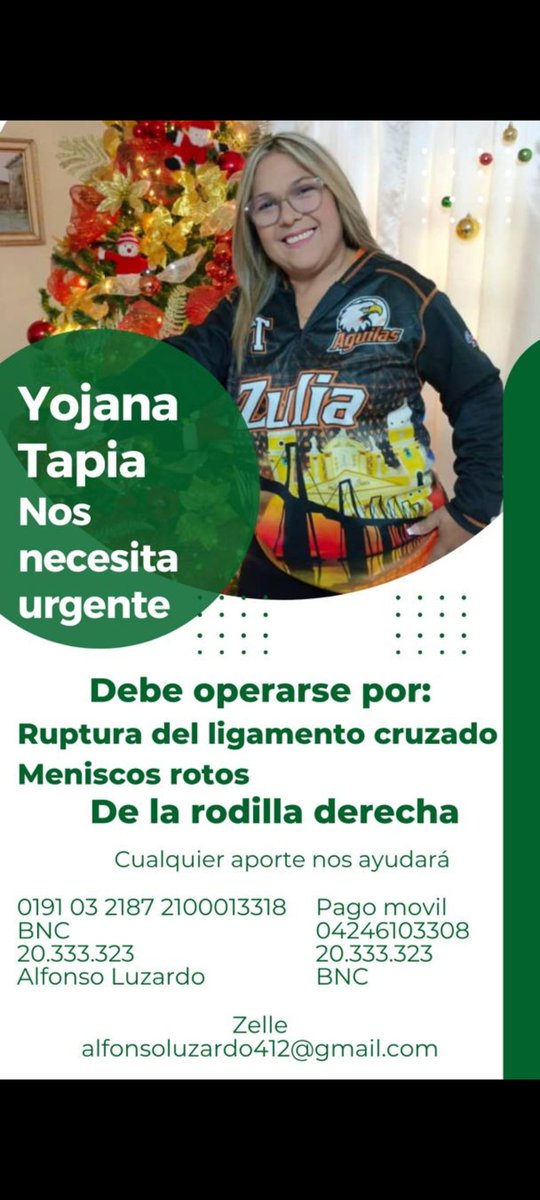 Mi tía Yojana Tapia requiere una urgente operación en la rodilla para recuperar su movilidad y necesita nuestro apoyo: