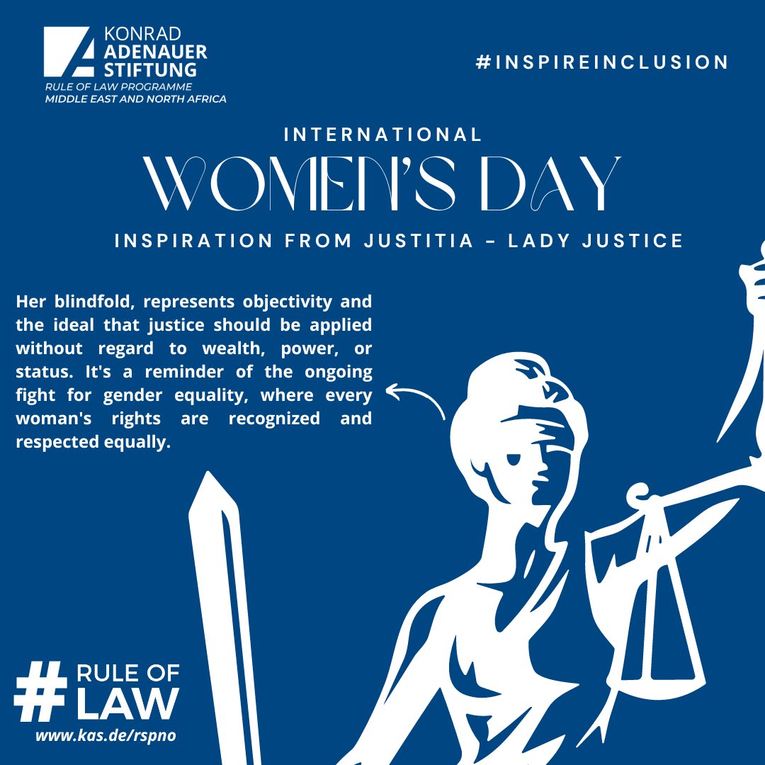 KAS_rspno's tweet photo. 👩‍⚖️✨ On International Women's Day, we celebrate justice and equality, inspired by Lady Justice herself. As she stands blindfolded for impartiality, with scales balanced and sword in hand, we're reminded of the strength and determination of women worldwide.
#KASRuleOfLaw https://t.co/xw247pMsC0