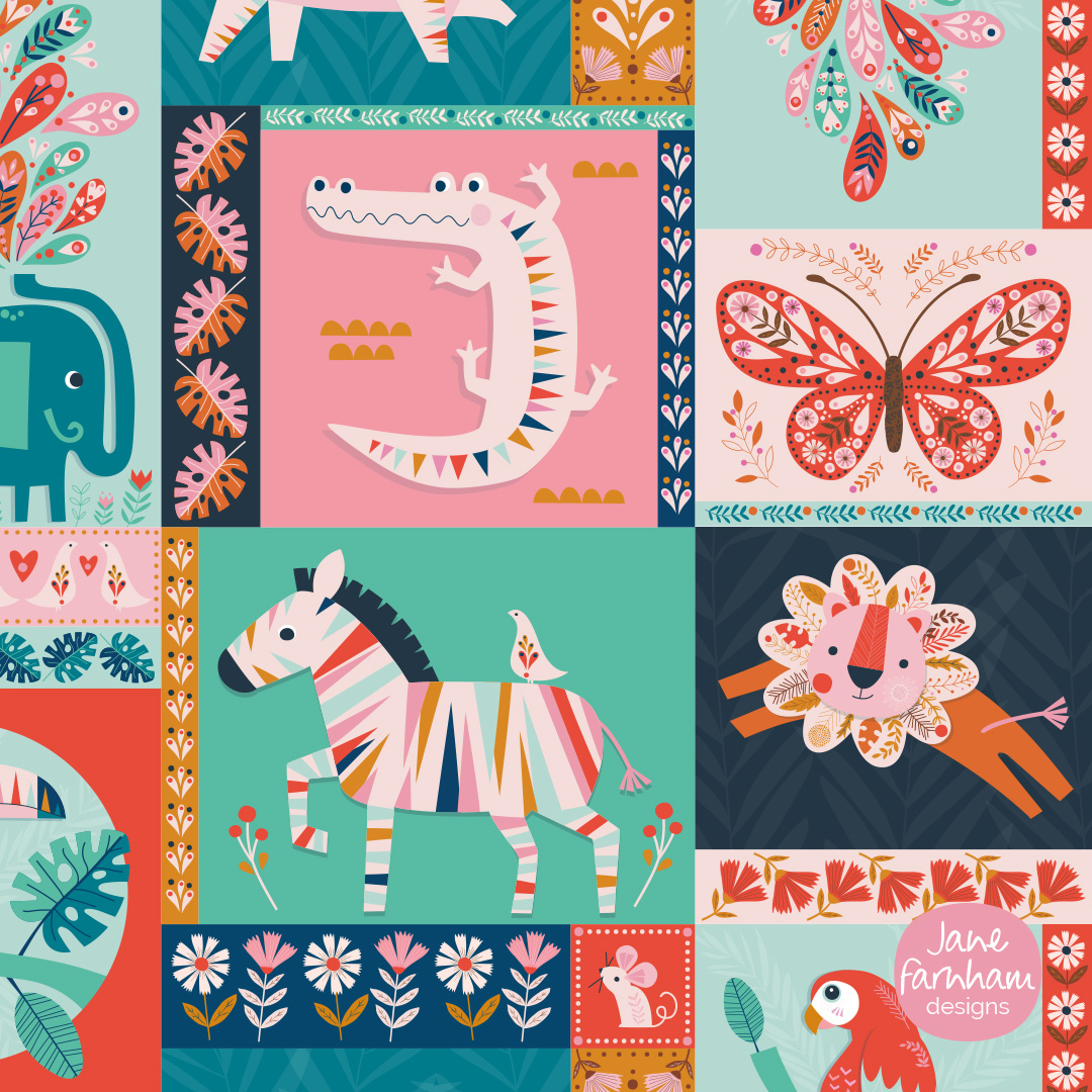 jane_farnham's tweet photo. Happy Friday all! My Dandelion Jungle  fabric collection is now available on @Spoonflower  The panel would make an ideal cheater quilt or for lots of other sewing projects. What would you sew? Follow the link in my bio to see the rest of the collection! https://t.co/qVFLssAgXG