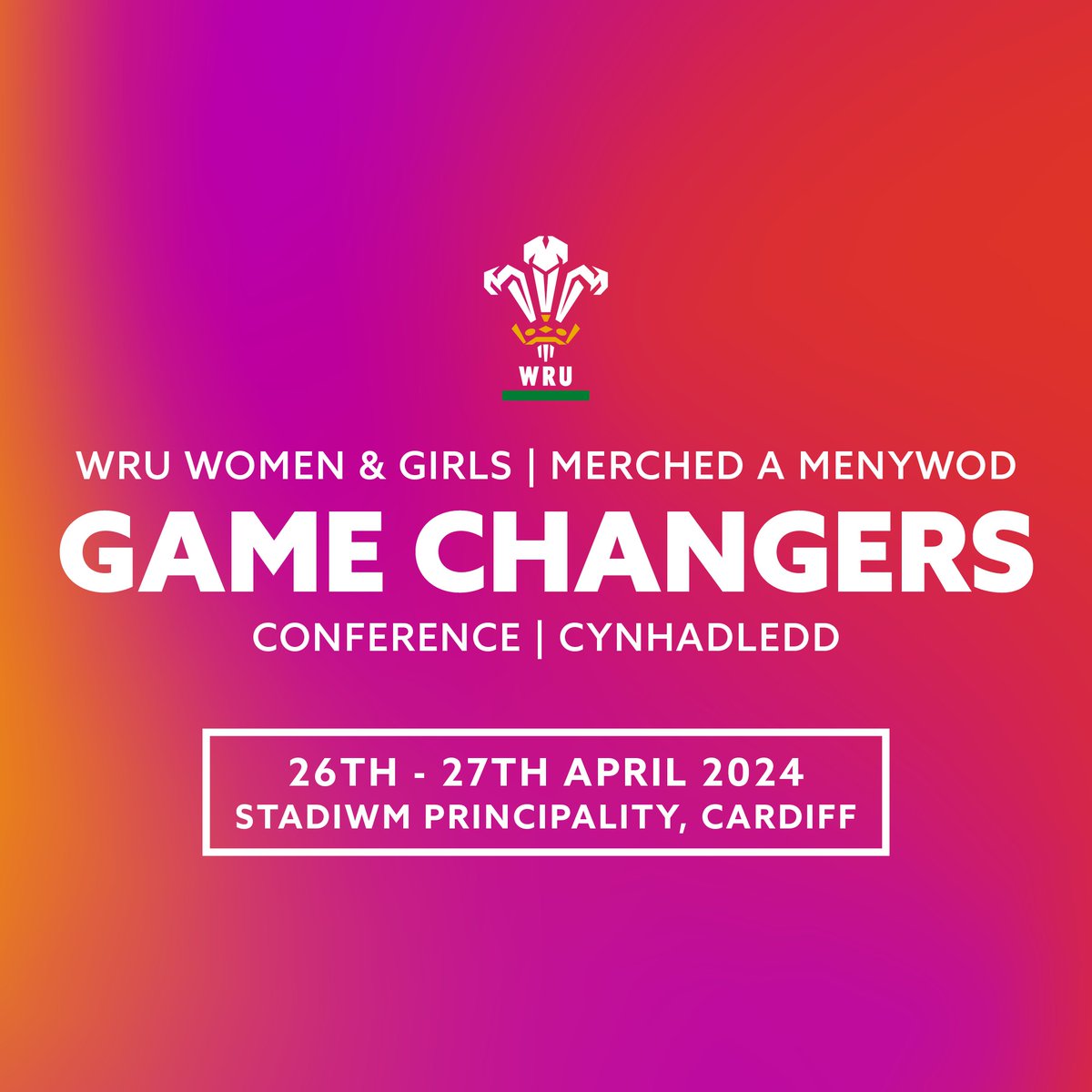 WelshRugbyUnion's tweet photo. 🤝 Introducing our first ever Women and Girls Game Changer Conference
 
The two day event will focus on topics such as advancing the women &amp; girls’ game in Wales and Injury Prevention to Female Athlete Physical Development
 
You can read the full story below 👇