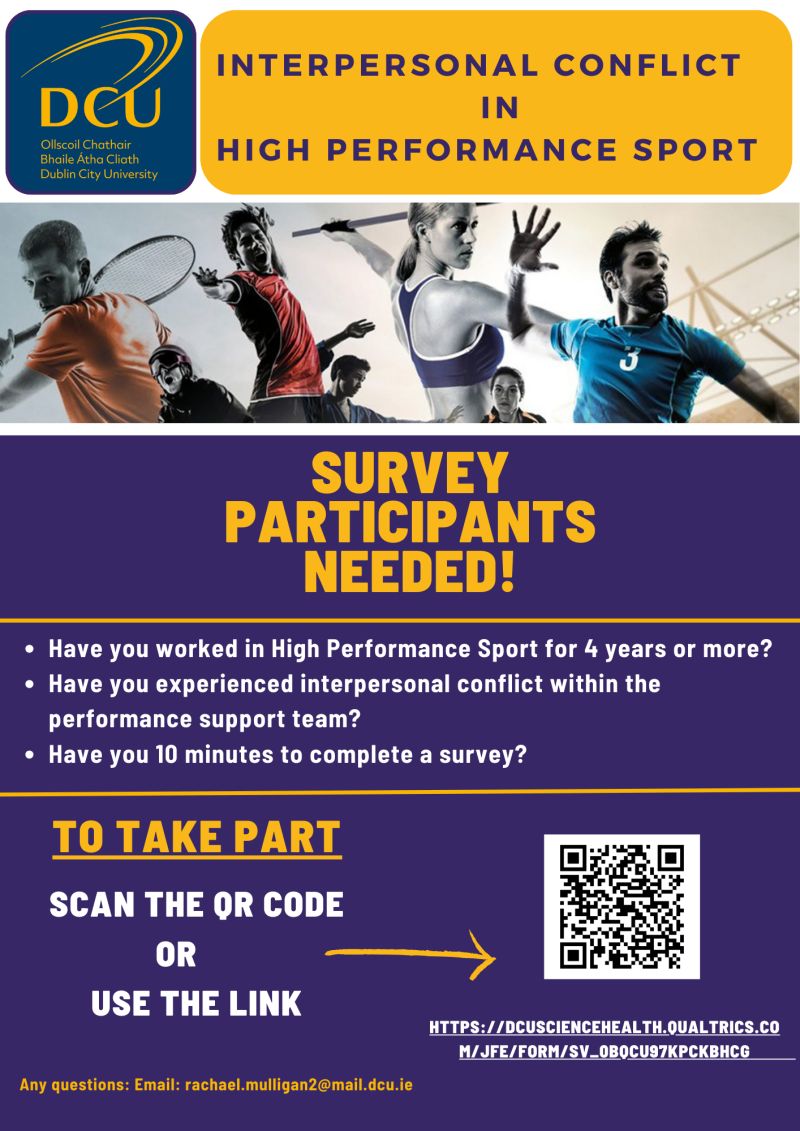 🚨 Last chance 🚨 As part of her Professional Doctorate, Rachael Mulligan is looking for high performance sport staff with > 4 years experience and have experienced interpersonal conflict 10-minute survey here: dcusciencehealth.qualtrics.com/jfe/form/SV_0B… Please share!