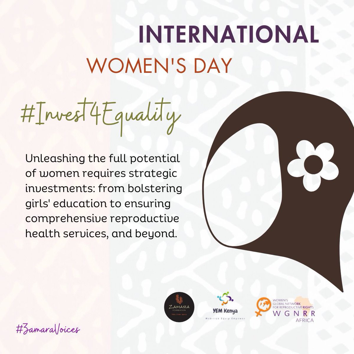 Ensuring representations and active participation of women in decision making processes at all levels #Invest4Equality 
#ZamaraVoices 
@Zamara_fdn
@YEMKenya
@wgnrr_africa