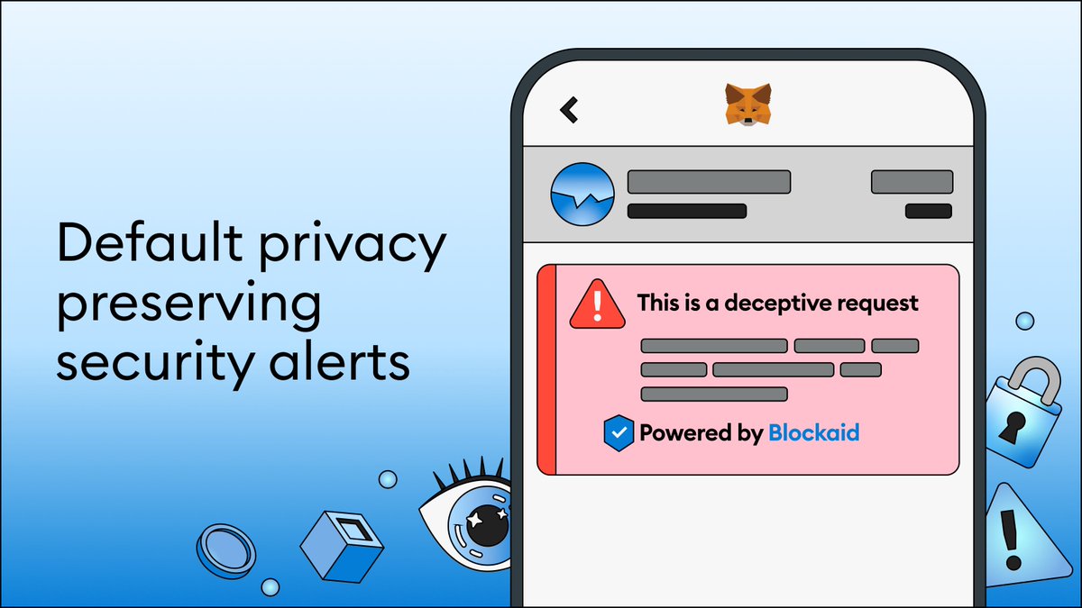 Stay ahead of threats with MetaMask Security Alerts by Blockaid. Now default on Mobile and Extension across multiple networks. 🫡 #MMSecurity 📎metamask.io/news/latest/me…