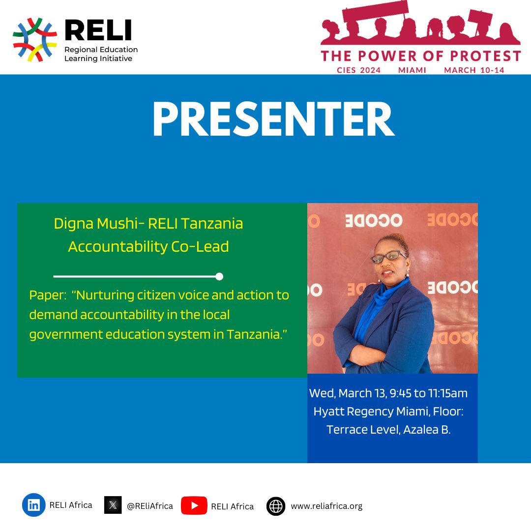 We conclude our Women's Day series with Digna Mushi with a paper "Nurturing citizen voice and action to demand accountability in the local government education system in Tanzania." #CIES2024