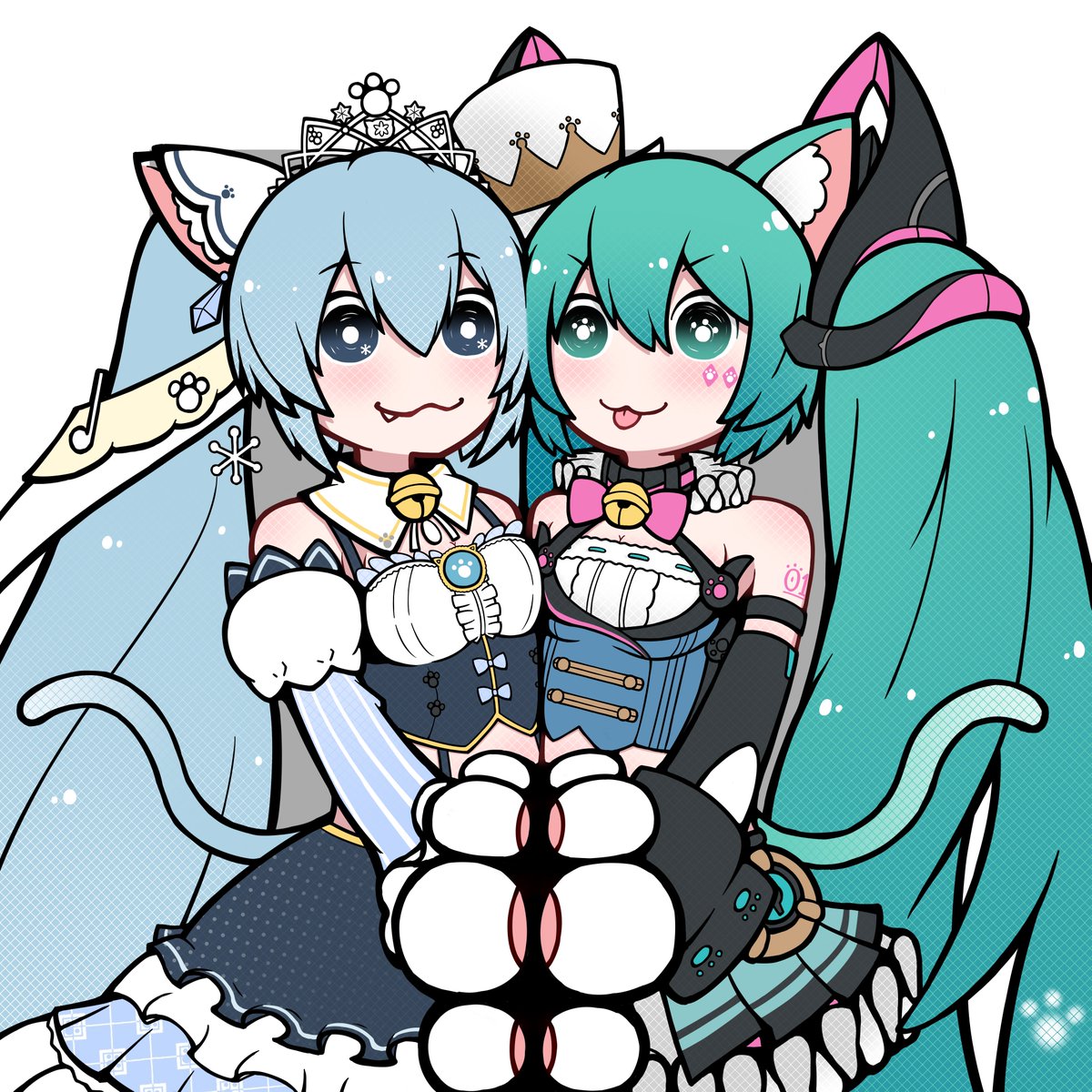 初音ミク「#Magical_Snow_Cats_Carnival #にゃんこズ合同 #初音」|乙れんのイラスト