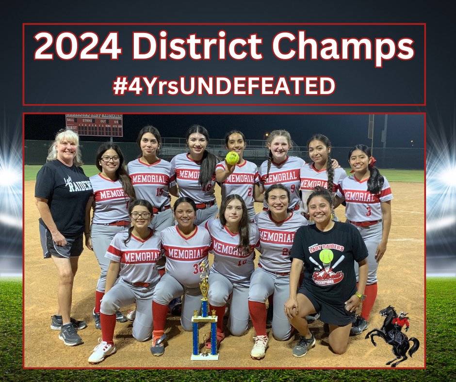 🏆🥎 Our Girls A Team Softball continues to dominate! For the 4th year straight, they're District Champs without a single loss. That's what you call #Unstoppable! 🌟💪 #WeAreMMS #RaiderNation #MMSProud #HCISDproud #WeAreHCISD #InspireEngageEmpower
