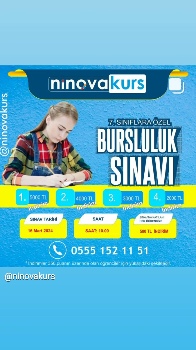 Bursluluk sınavı kayıtları başladı.. #ninovakurs