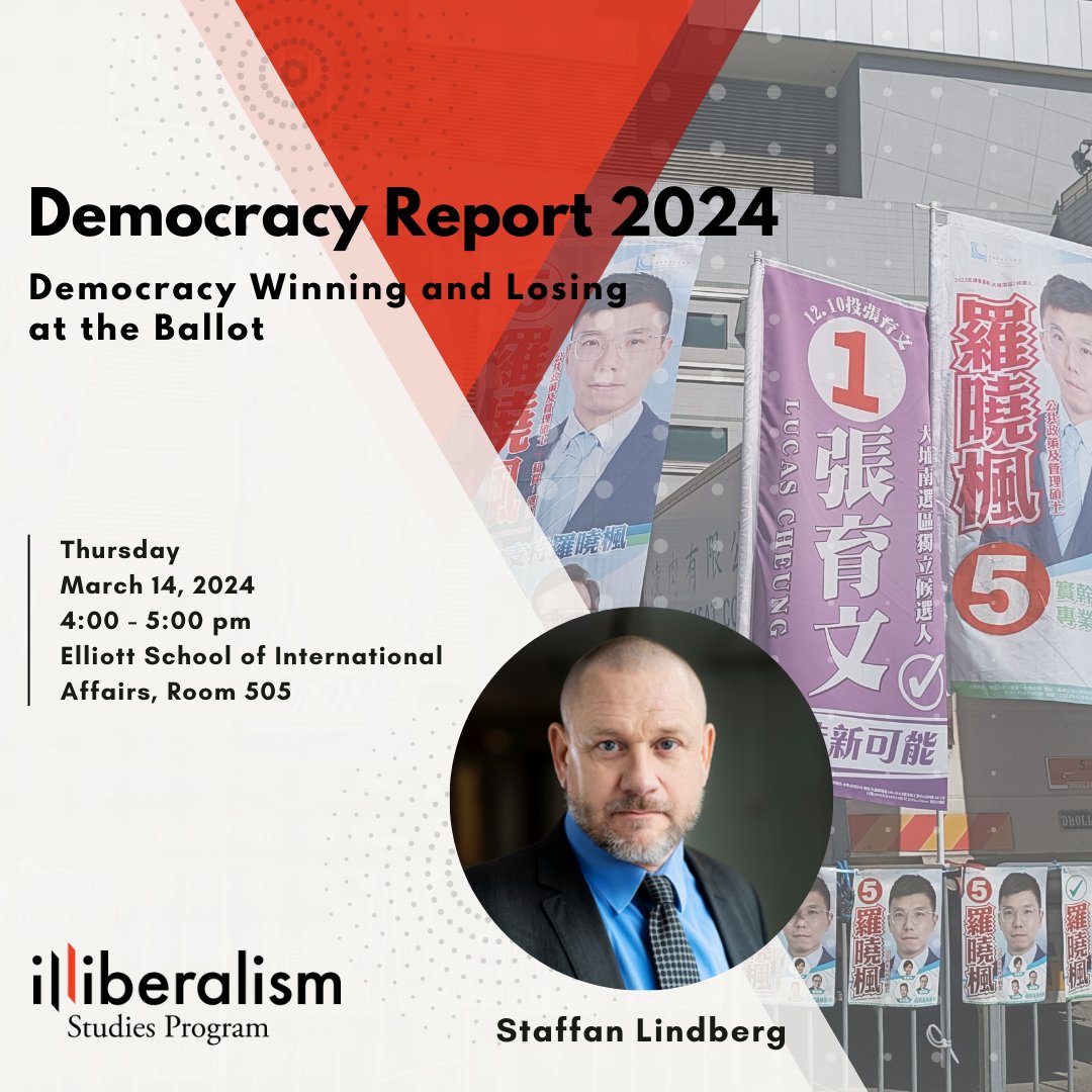 Join us next week for the presentation of the latest Democracy Report from @vdeminstitute with @StaffanILindber! This will be a good opportunity to hear about the latest trends for #democracy and #autocracy in the world and across regions Sign up: tinyurl.com/3sujvs65