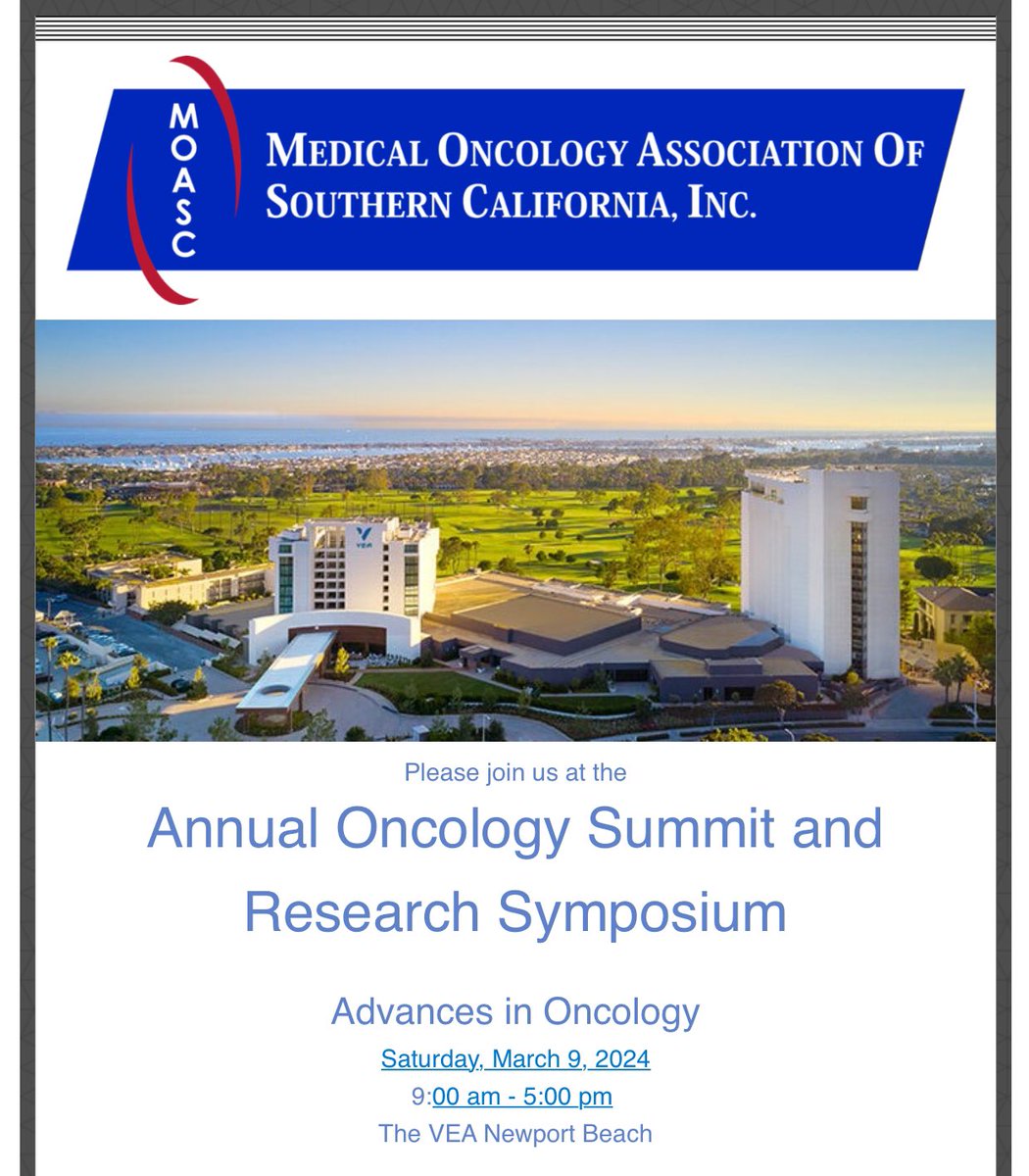 Talking about updates in the world of melanoma at  MOASC summit in NB tomorrow! <a href="/MOASC_Office/">MOASC</a> 

I’ll be talking about exciting updates in world of melanoma treatment and novel therapeutics in research  <a href="/angelesclinic/">The Angeles Clinic</a> with <a href="/Mi_onc/">Inderjit Mehmi</a> <a href="/OmidHamidMD/">Omid Hamid MD</a>  <a href="/CSCancerCenter/">Cancer at Cedars-Sinai</a> !