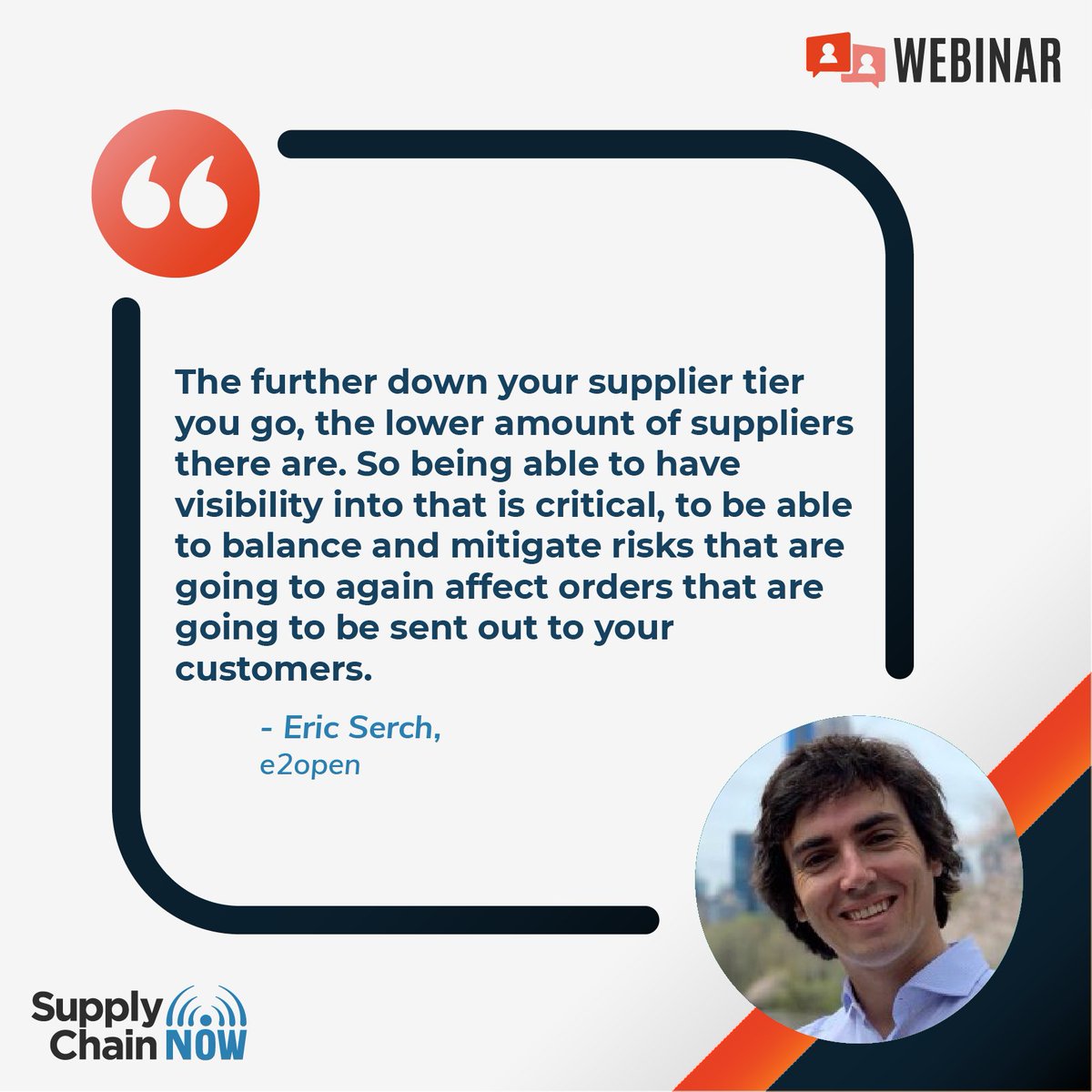 _supplychainnow's tweet image. 🌟 Don't miss our webinar recording with Eric Serch from @e2open and Amit Sharma from @Accenture, hosted by @mklove2 &amp;amp; @ScottWLuton! Gain expert insights on optimizing #shippingprocesses and improving customer satisfaction. 

Watch now: bit.ly/3UWeVhU