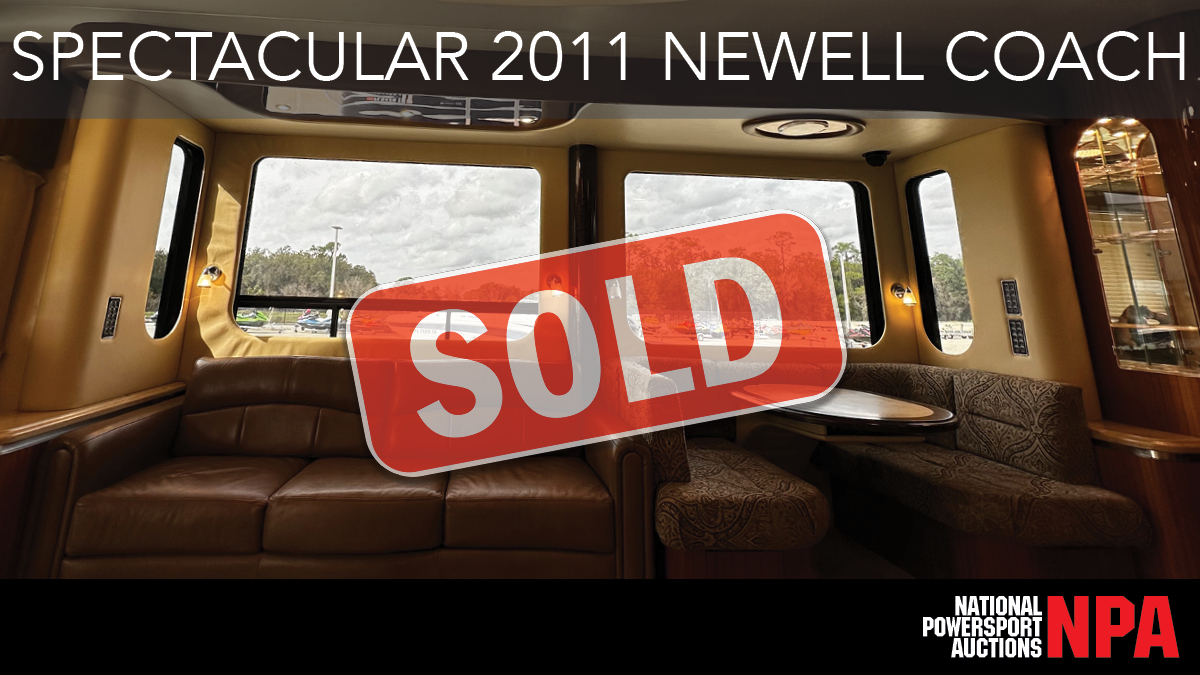 Congrats! The one-of-a-kind 2011 Newell Coach was sold in #NPAuctions Lakeland on Thurs., Feb. 22, 2024. Keep watch for more finds at npauctions.com/ItemBrowseGlob…. 
Become an NPA member today. #NPA #SoldNewell #Motorcoach #LuxuryLiving #Dealers #B2B #ClassA #PreOwned #WeArePowersports